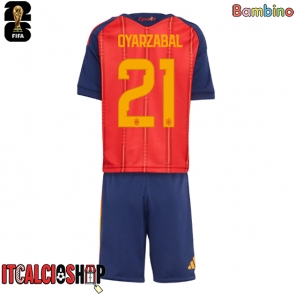 Spagna Mikel Oyarzabal #21 Prima Maglia Bambino Mondiali 2026 Manica Corta (+ Pantaloni corti)